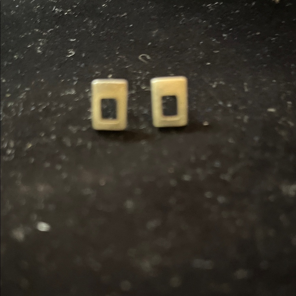 Silver Rectangular Stud Earrings - image 1